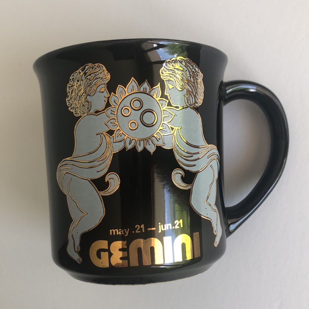 Gemini Black And Gold Zodiac Coffee Tea Cocoa Mug